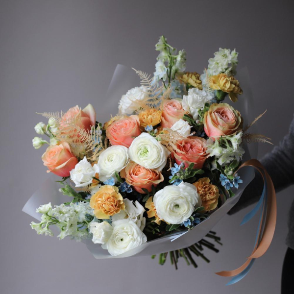 Orange-blue signature bouquet - Размер L